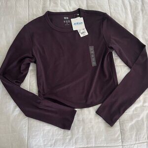 Uniqlo AIRism long sleeve brown active tshirt - M NWT